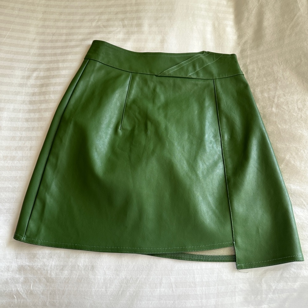 Green Faux Leather Skirt